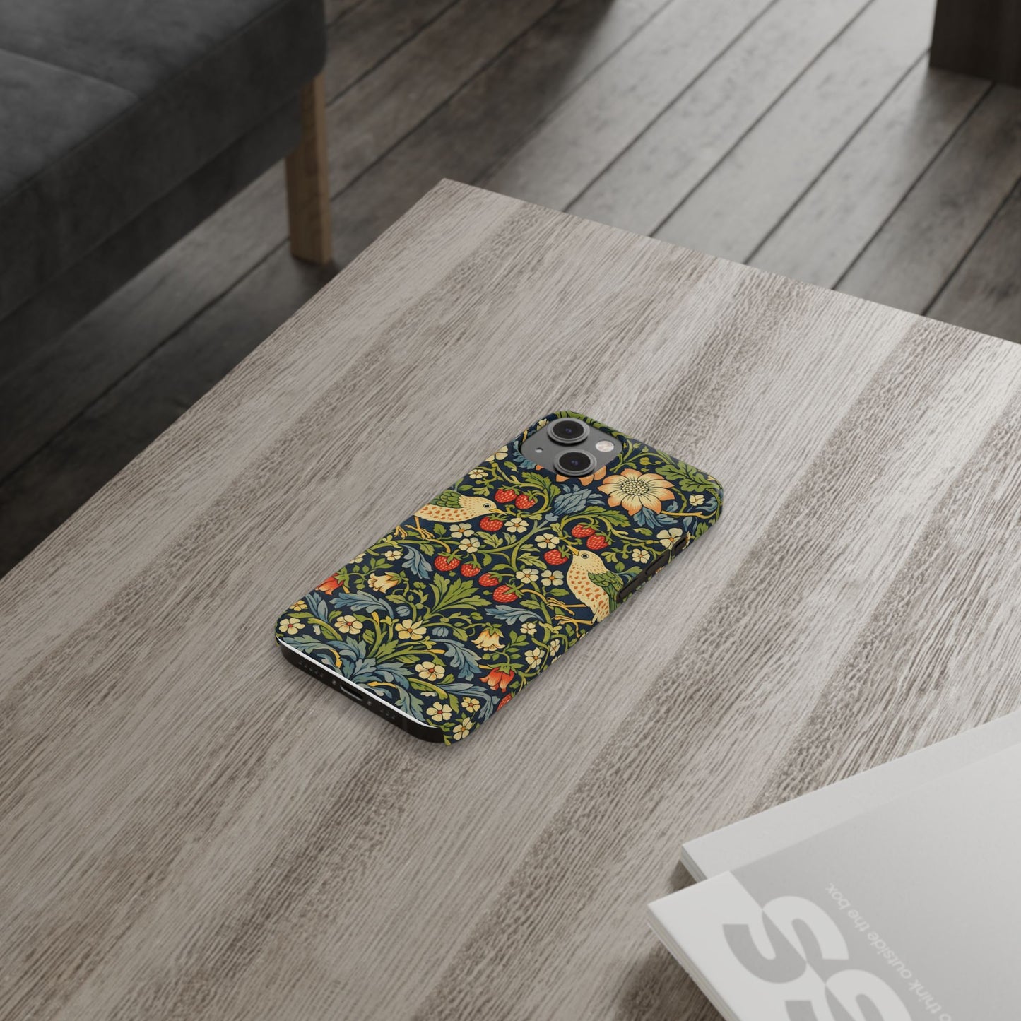 Slim Phone Case — Vintage William Morris Strawberry Thief Floral Pattern
