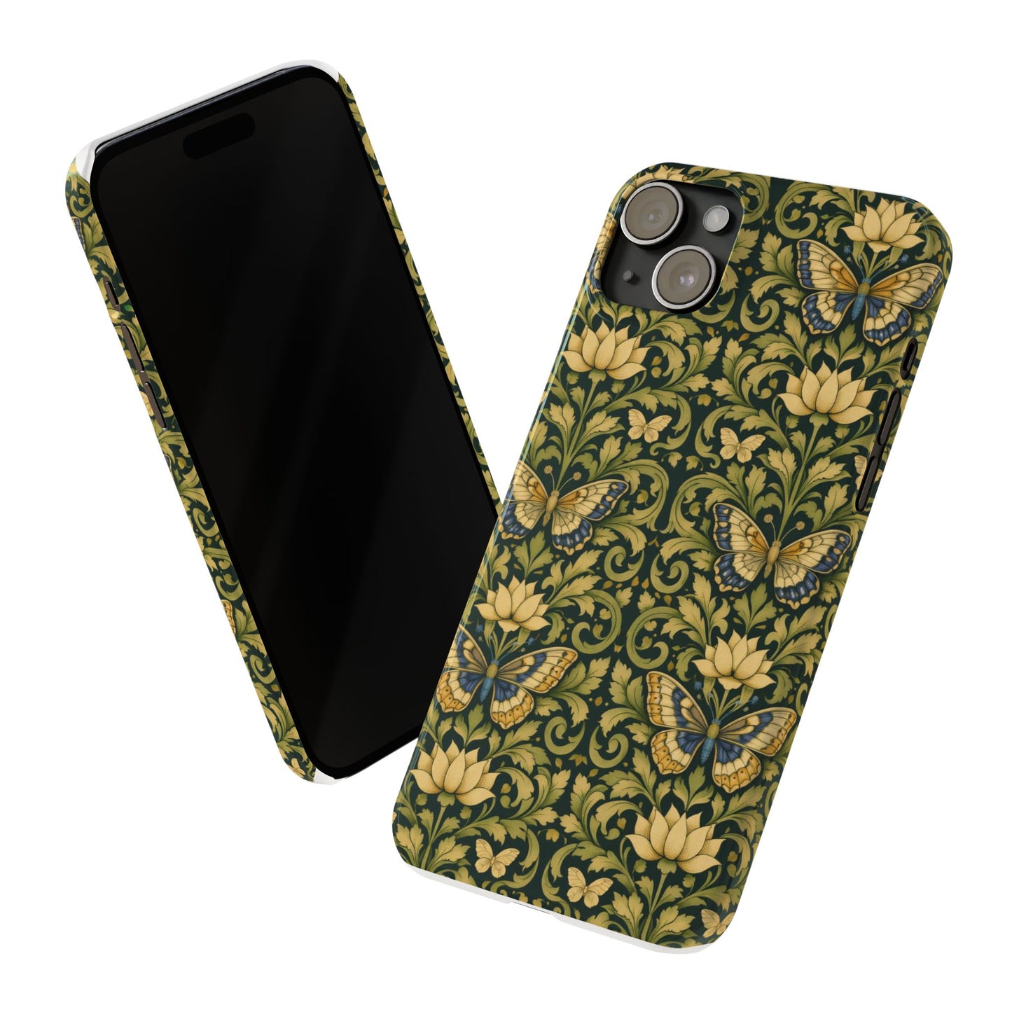 Victorian Butterfly Slim Phone Case — Vintage Floral Pattern