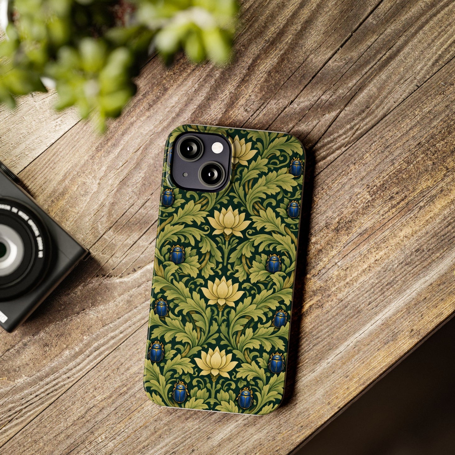 Vintage William Morris Green Lotus & Beetle Slim Phone Case
