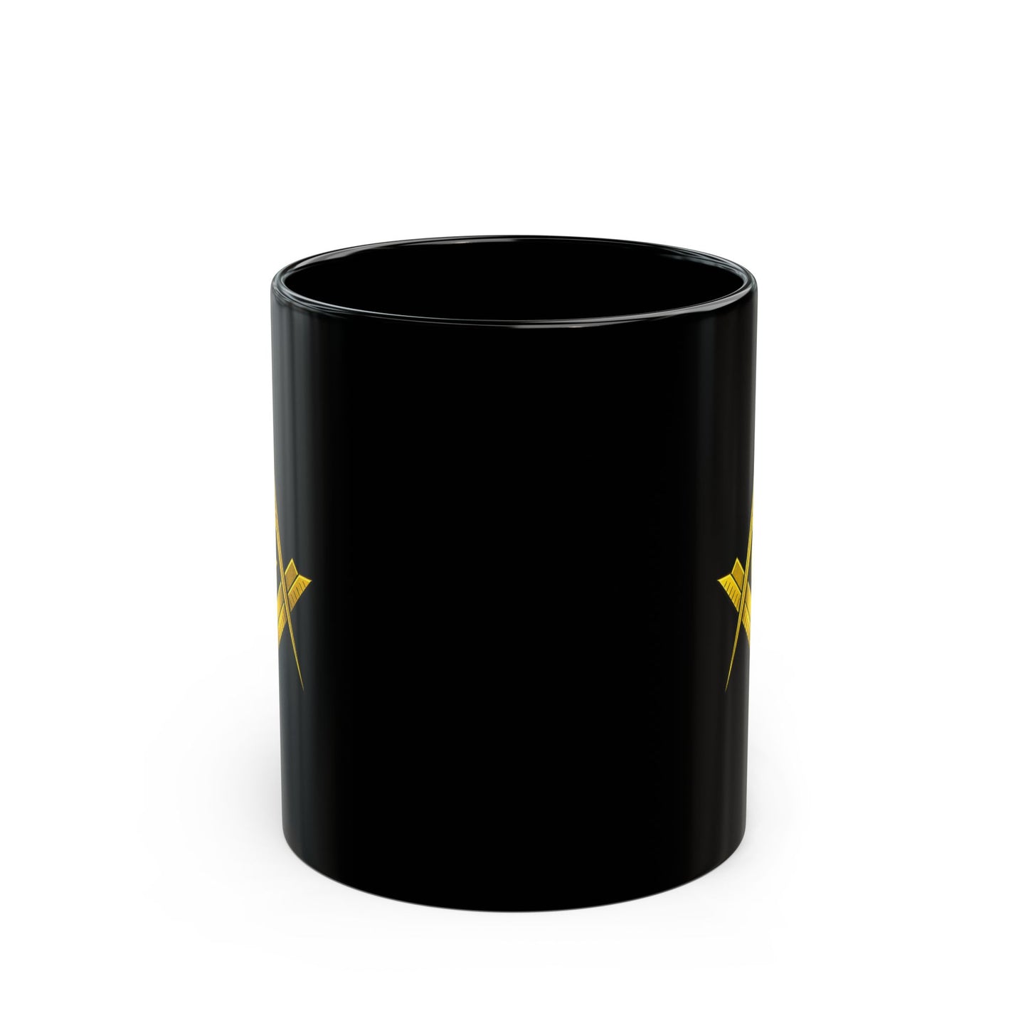 Freemason Square & Compass Gold Black Mug