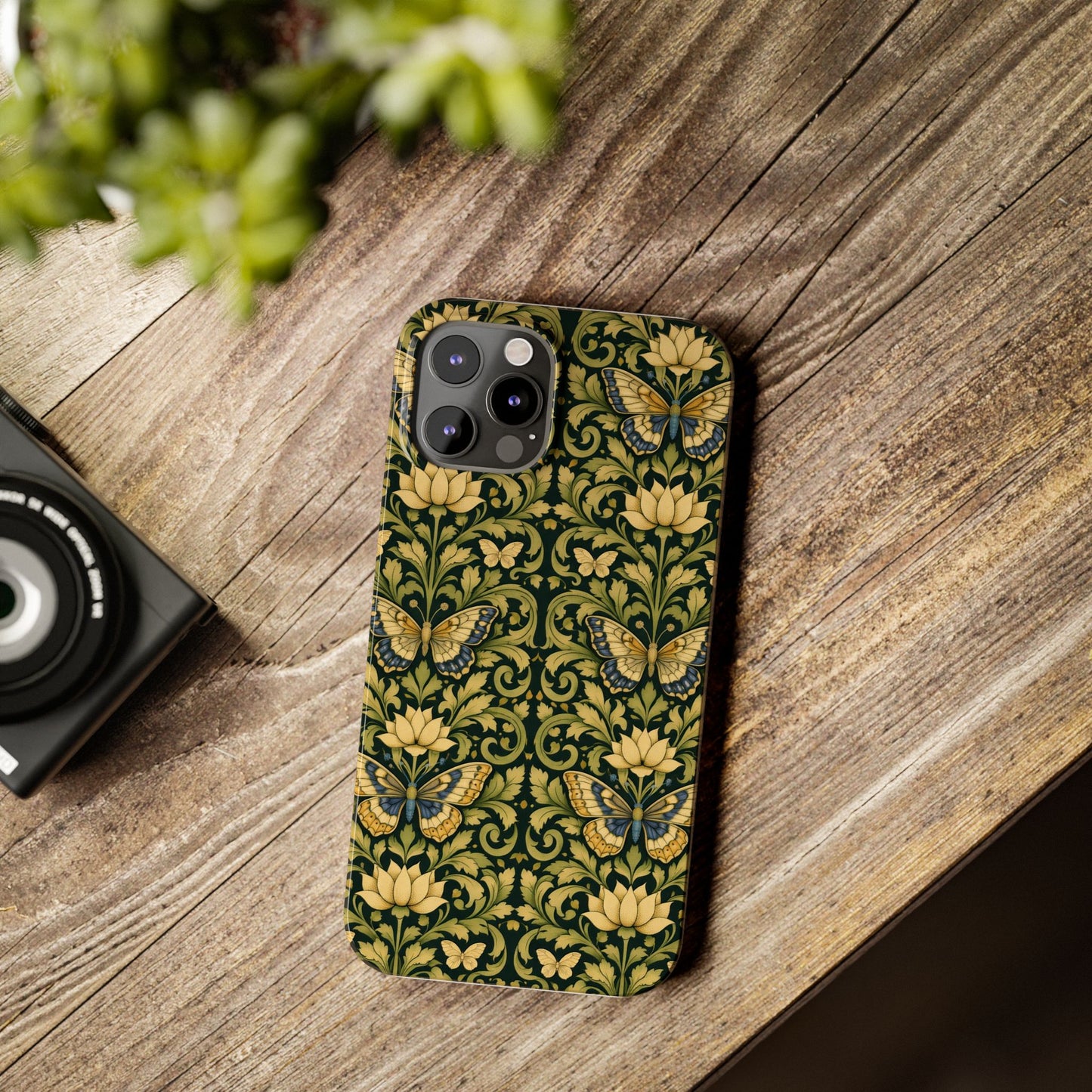 Victorian Butterfly Slim Phone Case — Vintage Floral Pattern