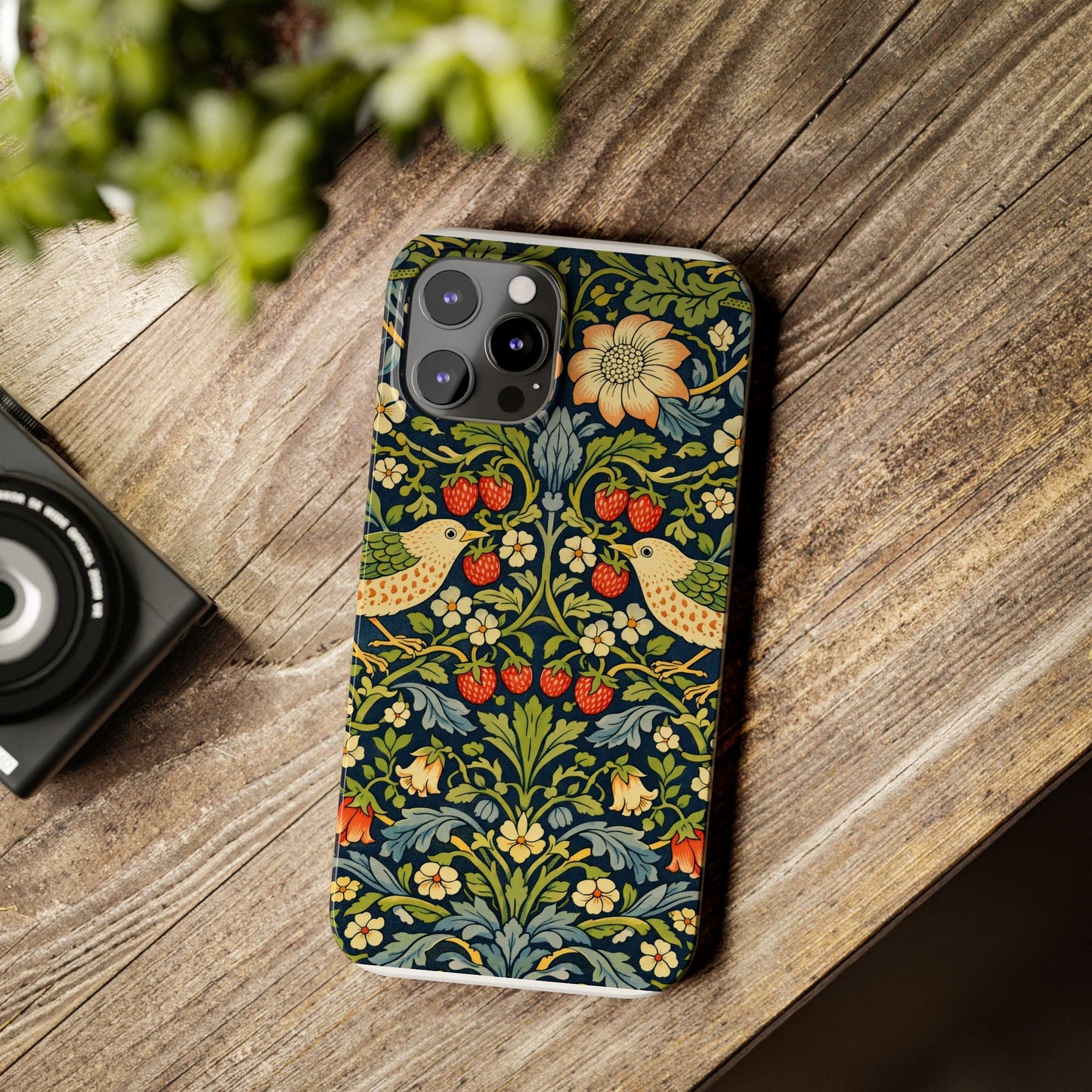Slim Phone Case — Vintage William Morris Strawberry Thief Floral Pattern
