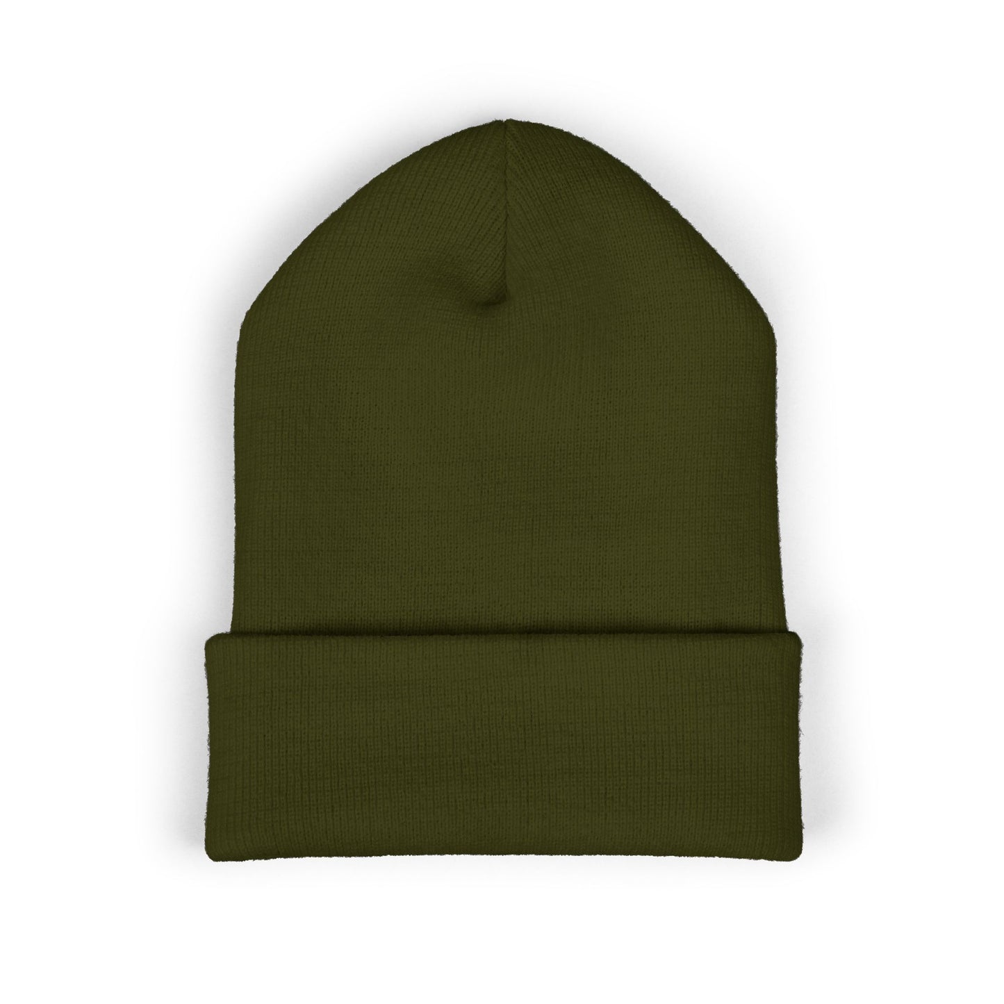 Embroidered Heart Rose Cuffed Beanie – Minimal White Knit Winter Hat