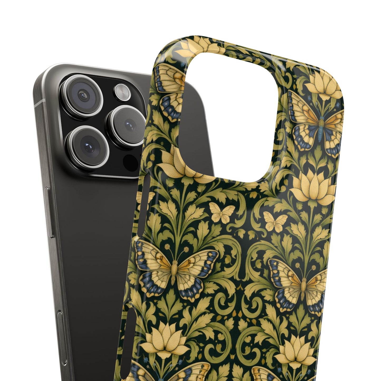 Victorian Butterfly Slim Phone Case — Vintage Floral Pattern