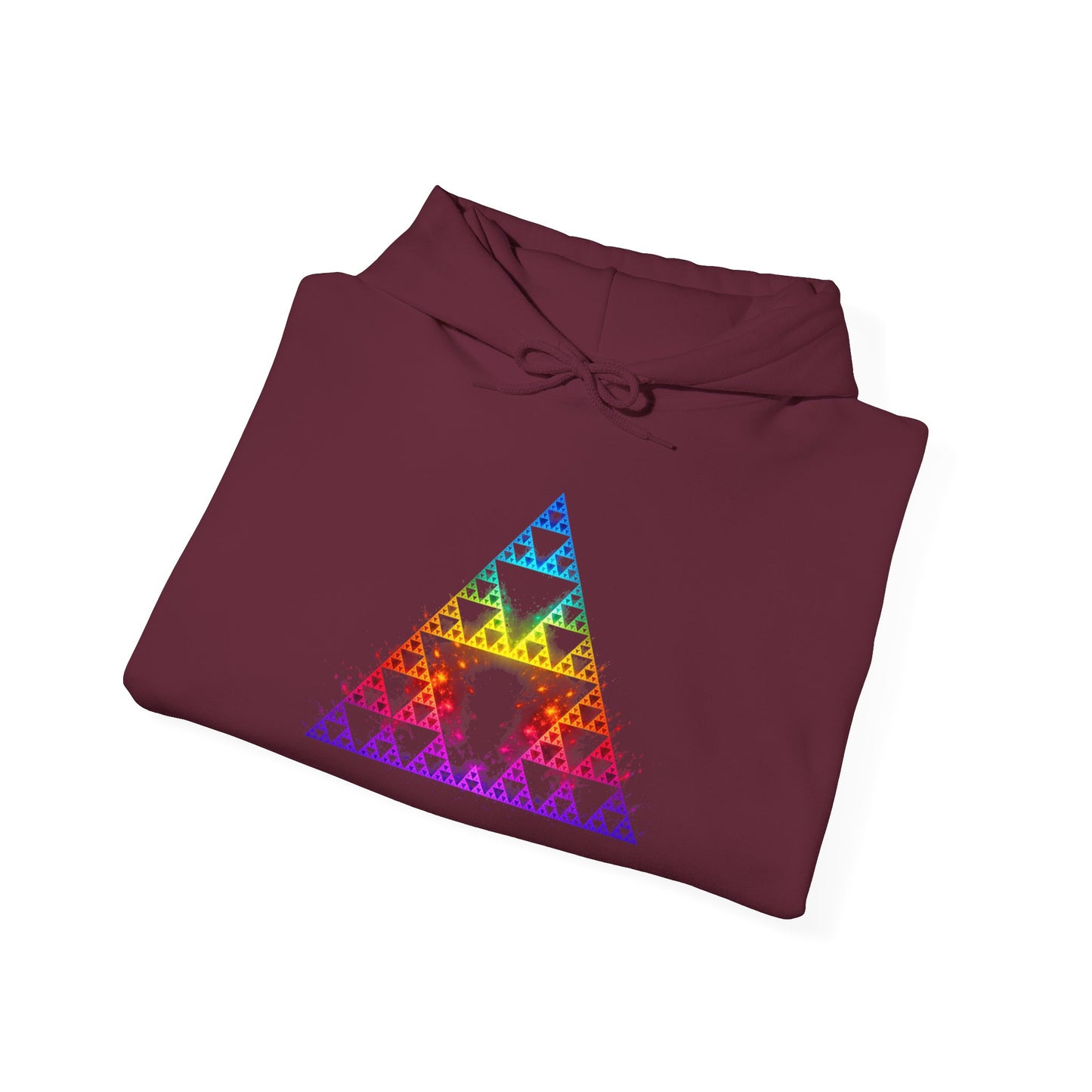 Sierpiński Fractal Hoodie — Rainbow Sacred Geometry Pullover