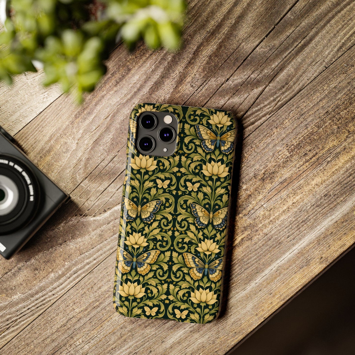 Victorian Butterfly Slim Phone Case — Vintage Floral Pattern