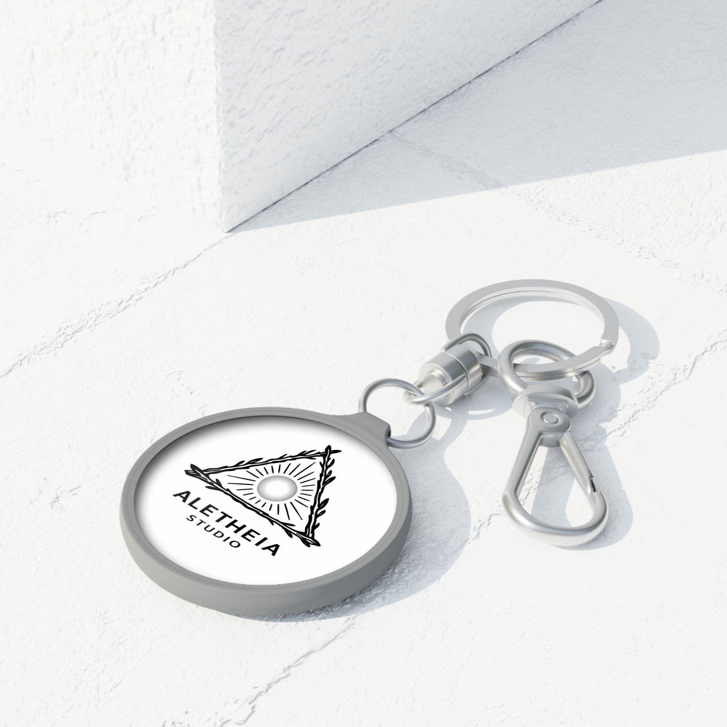 Aletheia Studio Triangle Sun Logo Keyring Tag | Metal Keychain