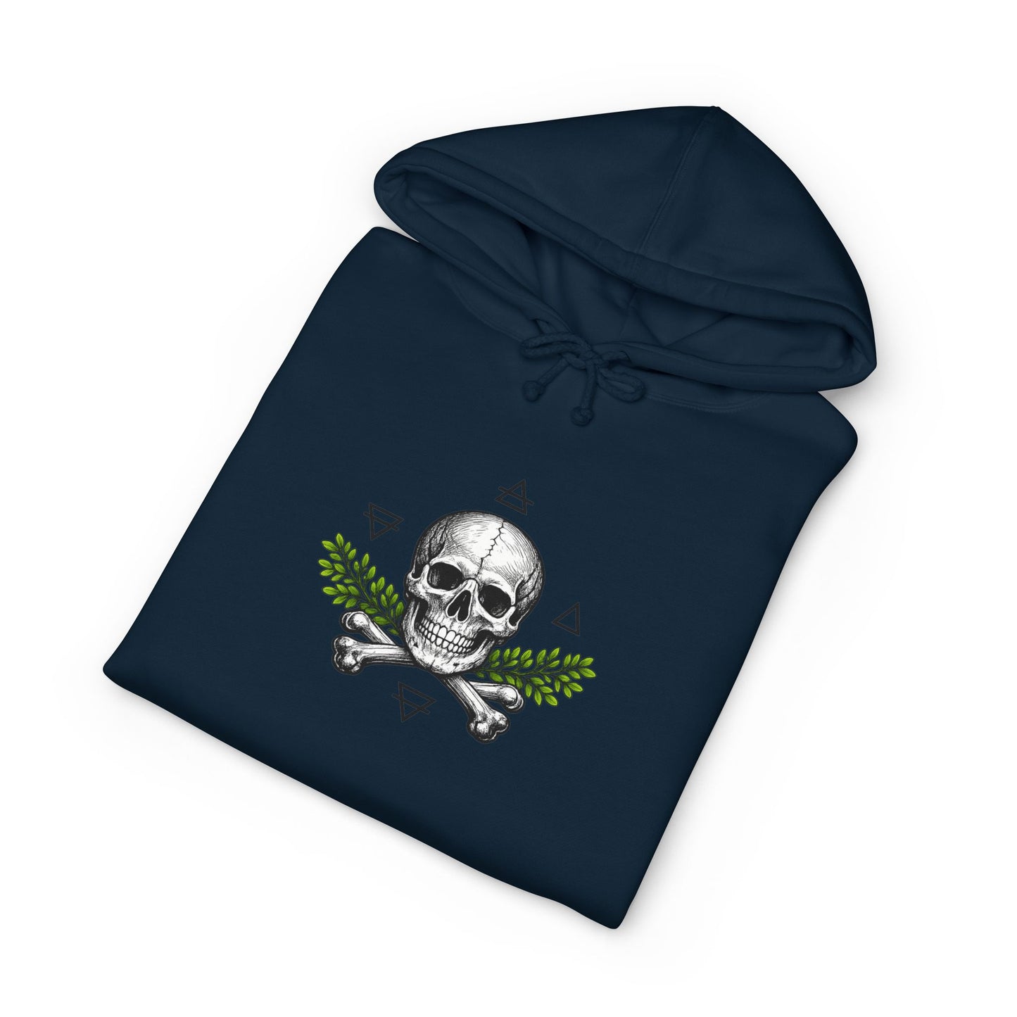 Skull & Acacia Sprig Hoodie — Gothic Skull Graphic Pullover