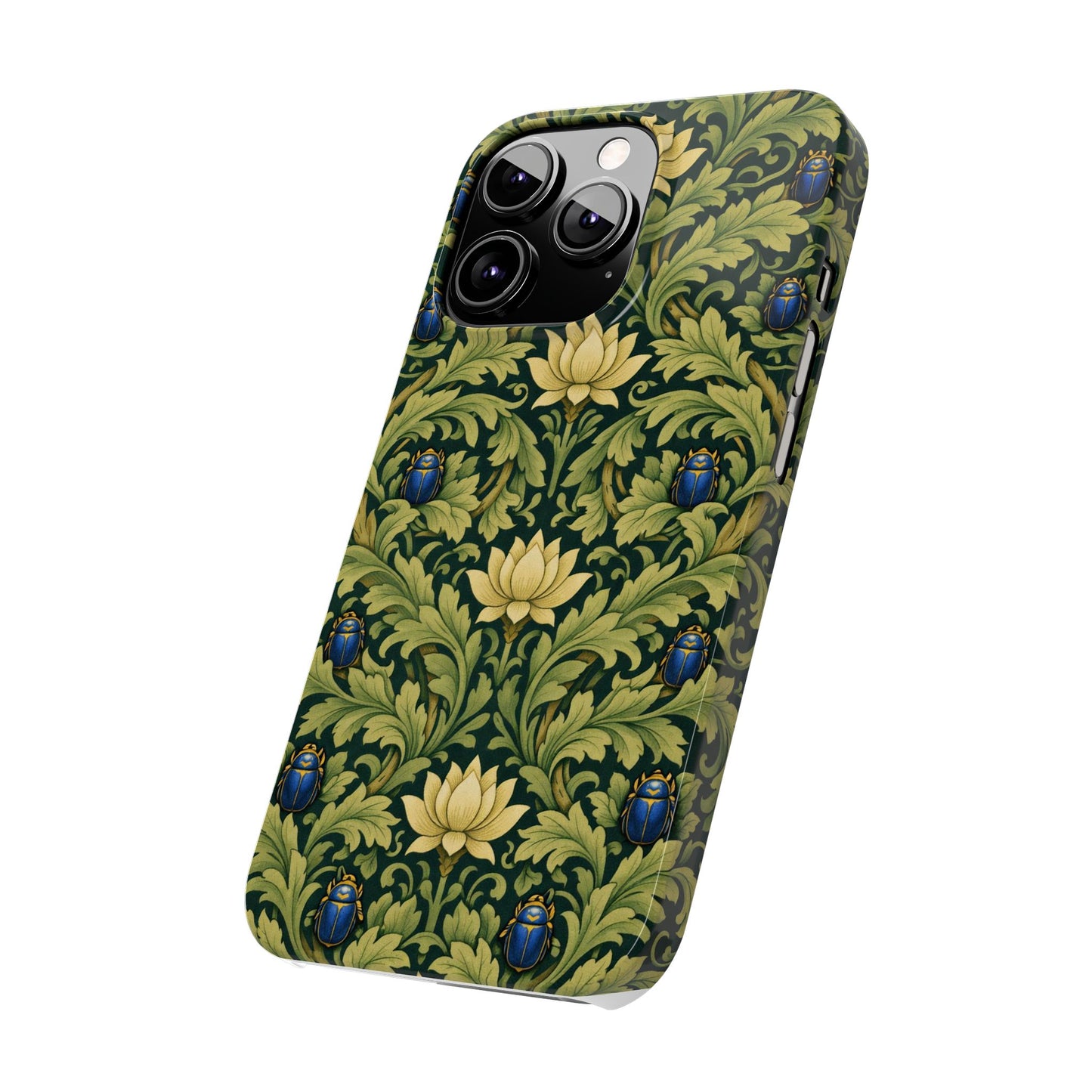 Vintage William Morris Green Lotus & Beetle Slim Phone Case