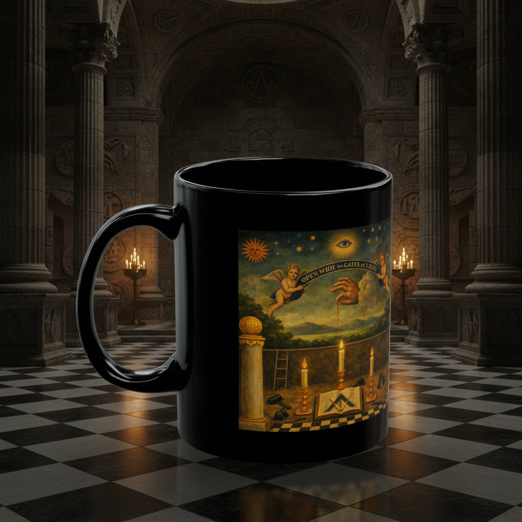 Freemason Imagery Black Ceramic Mug