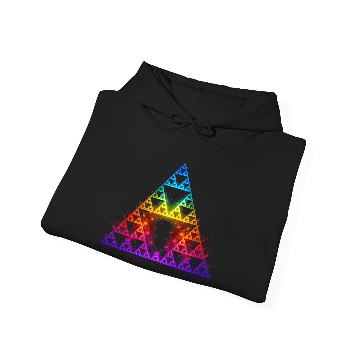 Sierpiński Fractal Hoodie — Rainbow Sacred Geometry Pullover