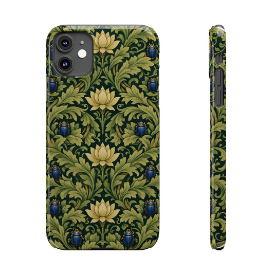 Vintage William Morris Green Lotus & Beetle Slim Phone Case