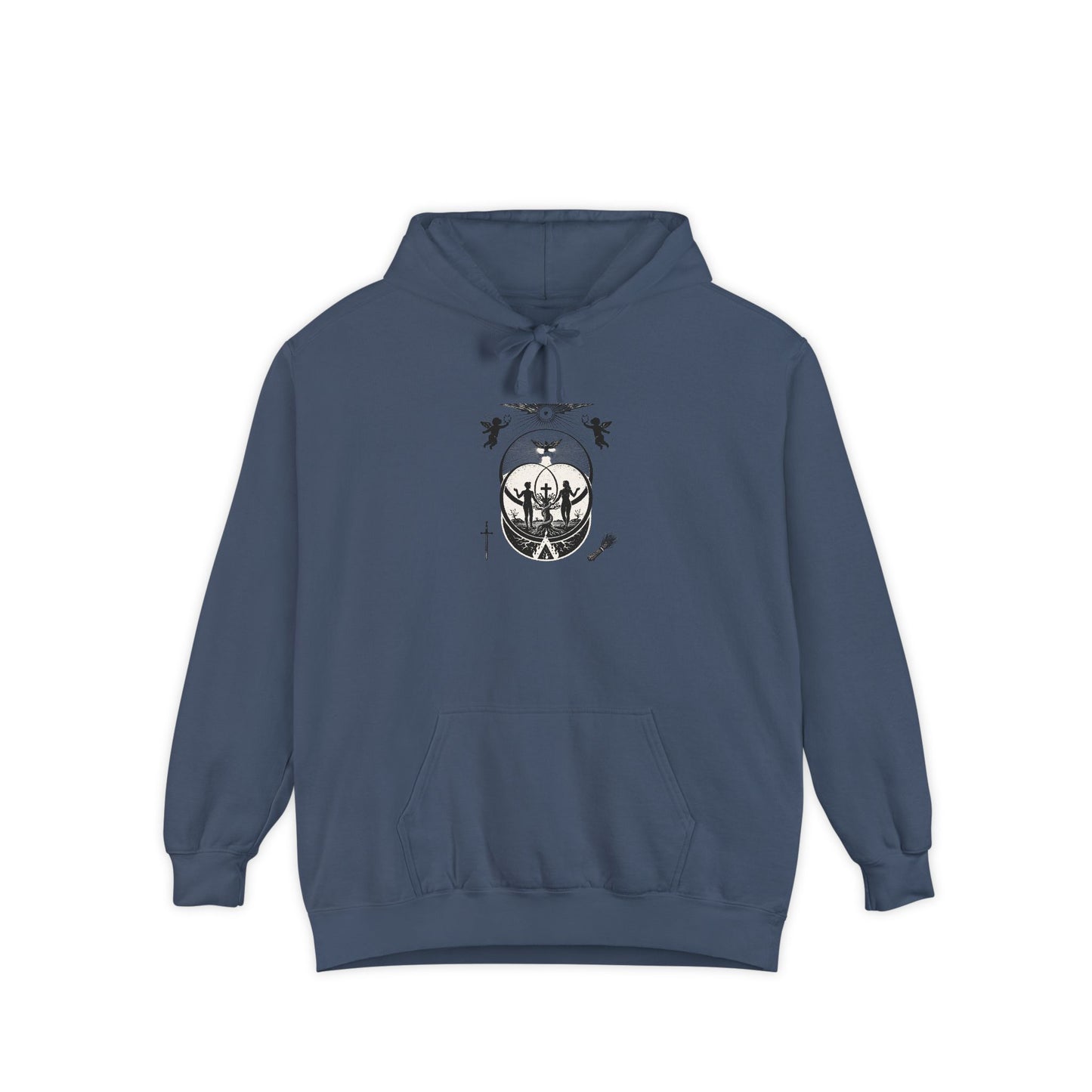 Moonlit Forest Hoodie — Crescent Moon & Gathering Silhouette Pullover