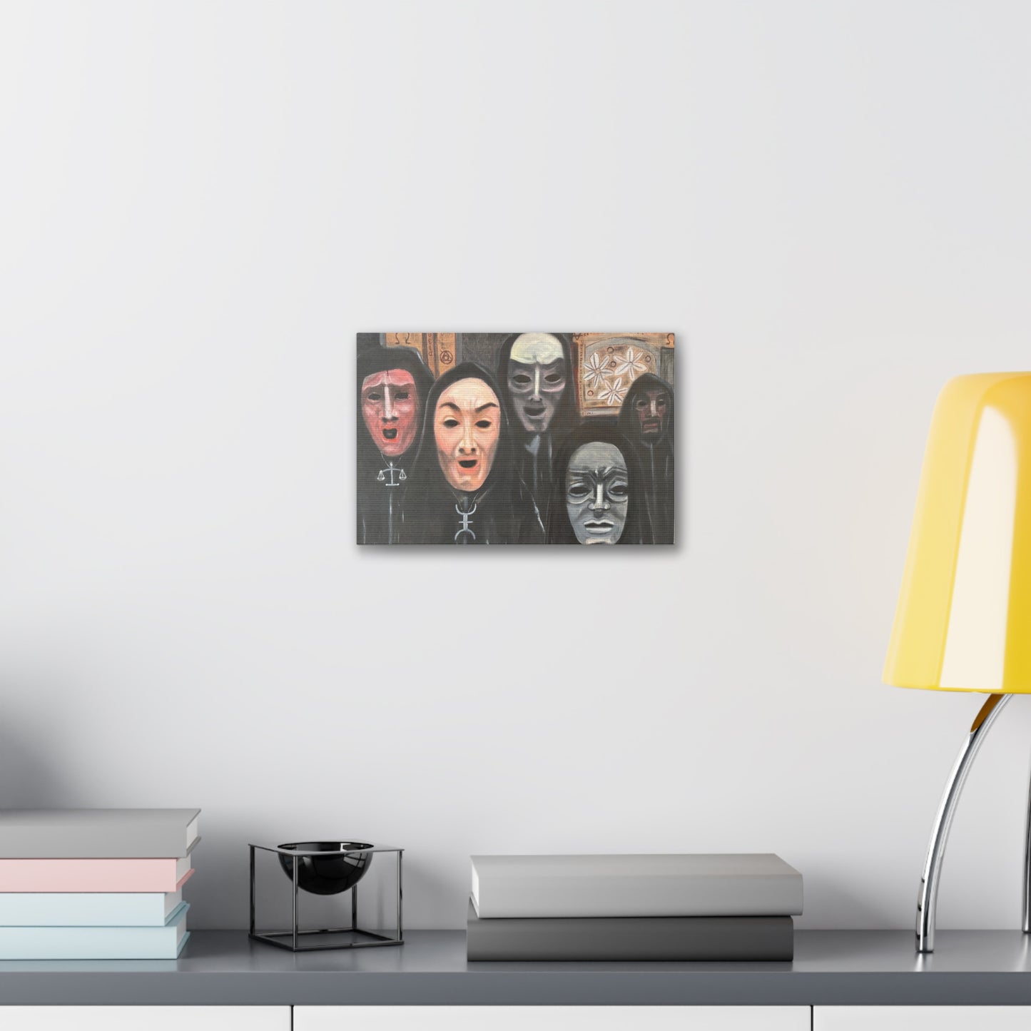 Masked Figures Canvas Stretched 1.5" | Dark Portrait Wall Art