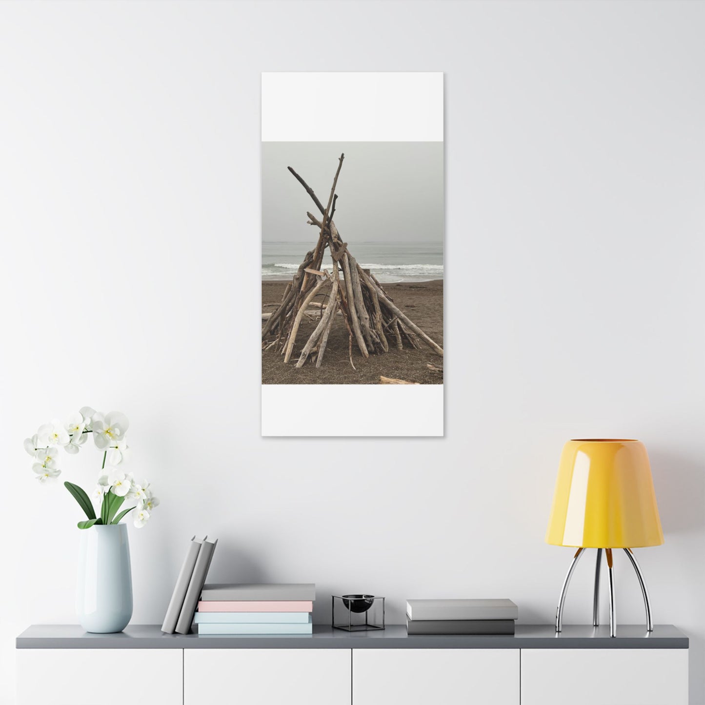 Driftwood Teepee Beach Driftwood Canvas