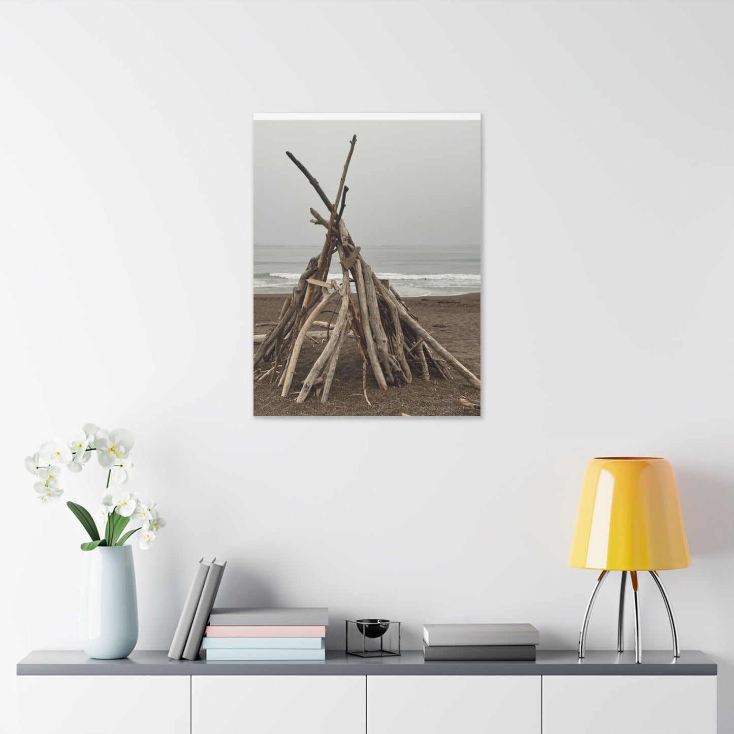 Driftwood Teepee Beach Driftwood Canvas