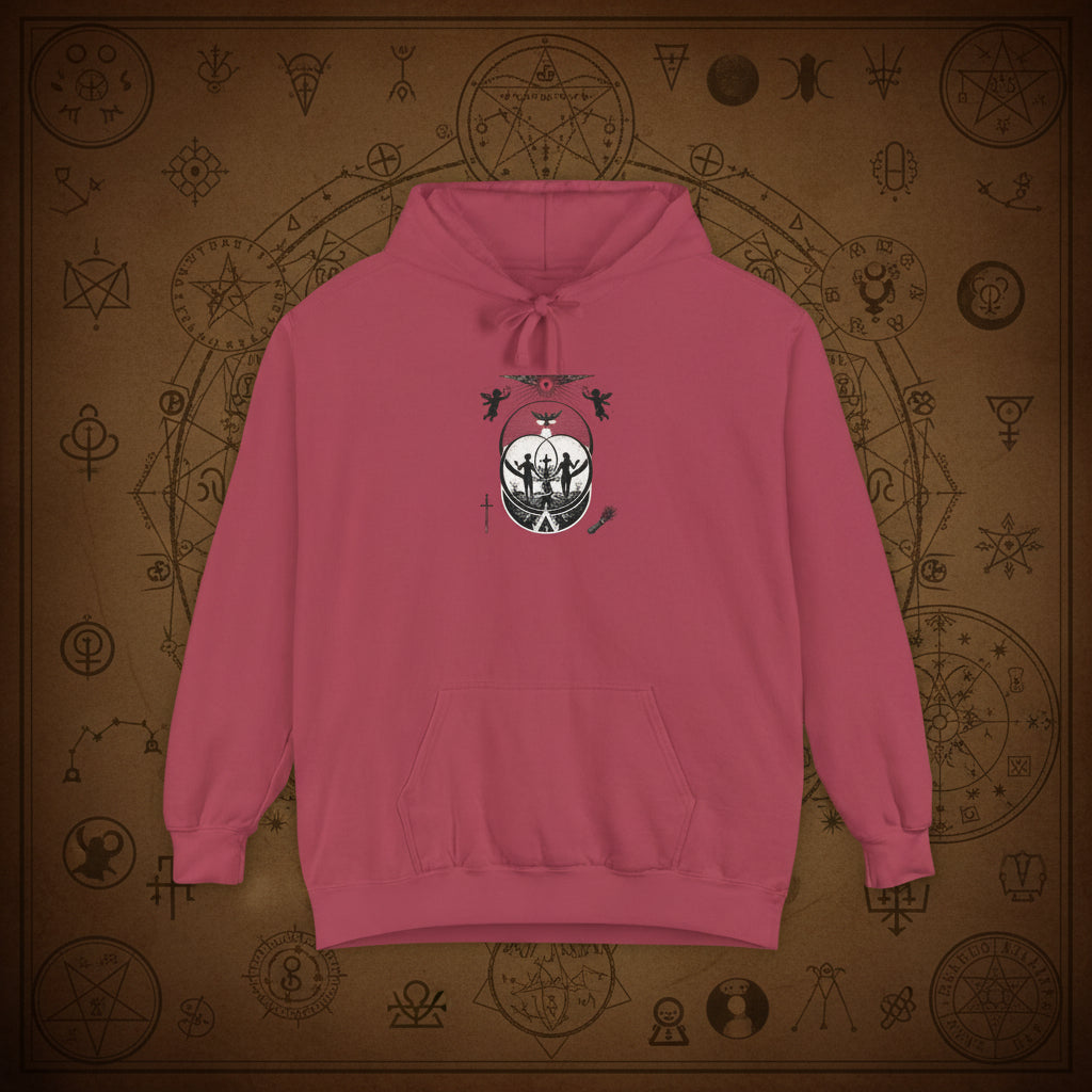 Moonlit Forest Hoodie — Crescent Moon & Gathering Silhouette Pullover