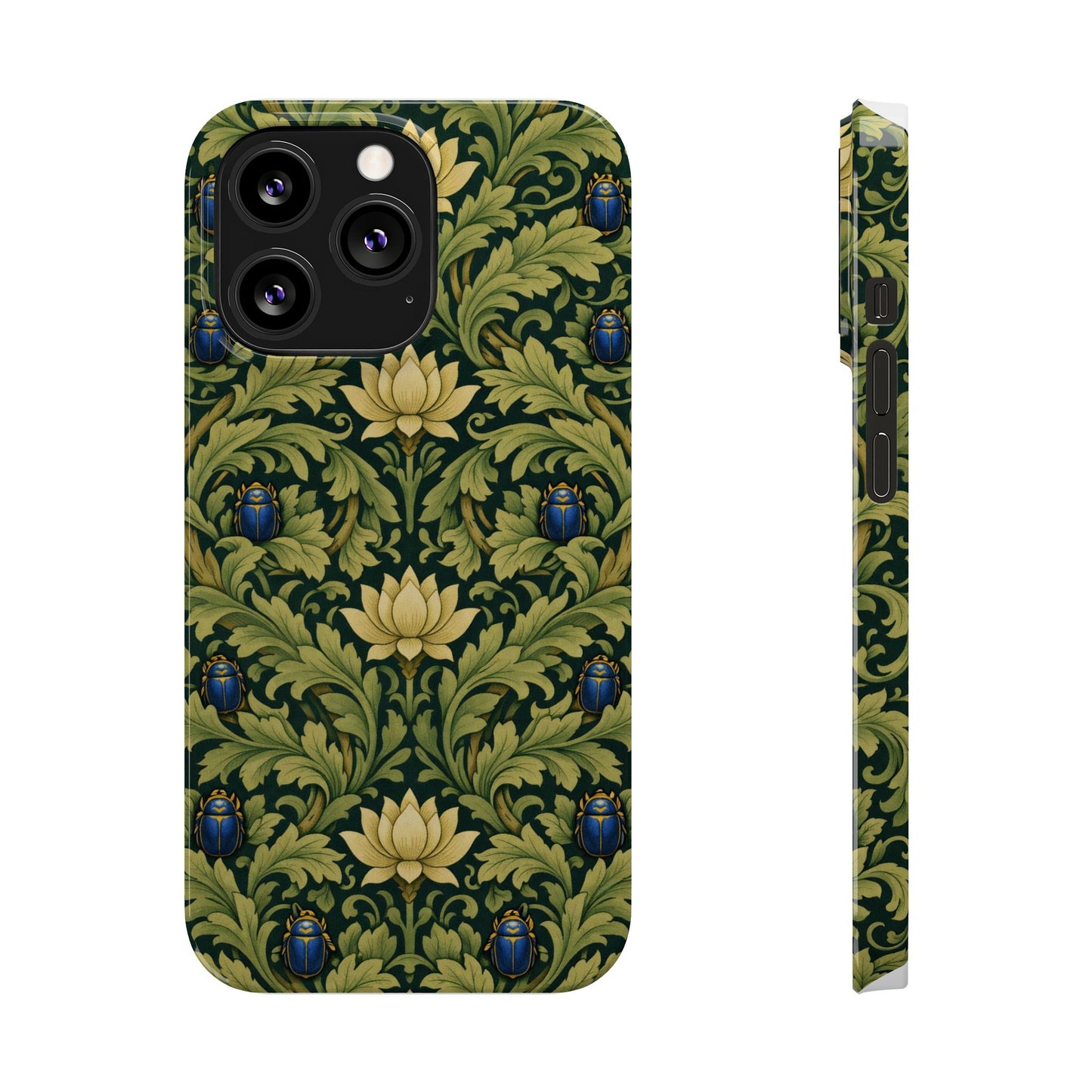 Vintage William Morris Green Lotus & Beetle Slim Phone Case
