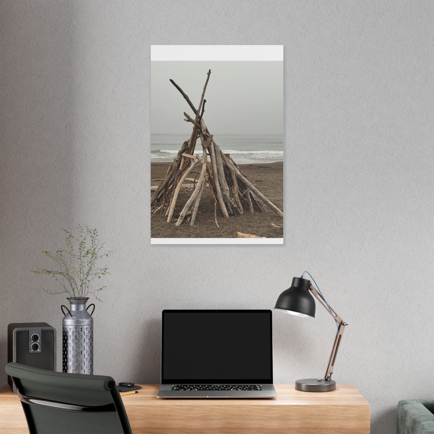 Driftwood Teepee Beach Driftwood Canvas