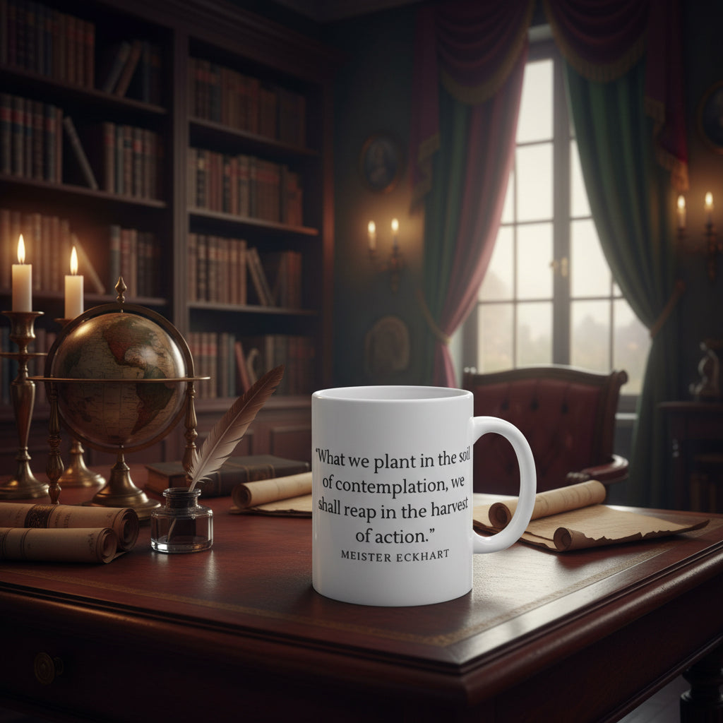 Inspirational Quote Coffee Mug — “What we plant in the soil of contemplation…” 11oz