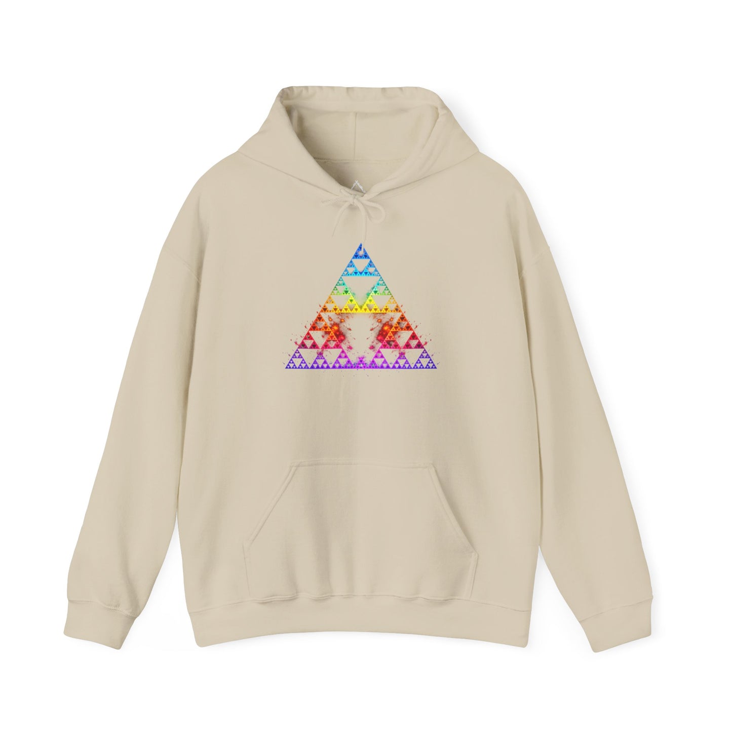 Sierpiński Fractal Hoodie — Rainbow Sacred Geometry Pullover