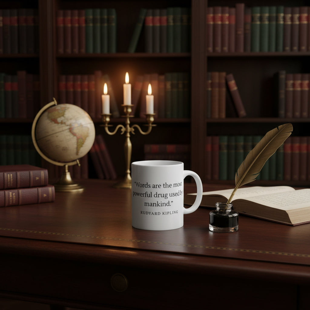 Rudyard Kipling Quote Words Are The Most Powerful Drug Mug | 11oz Ceramic