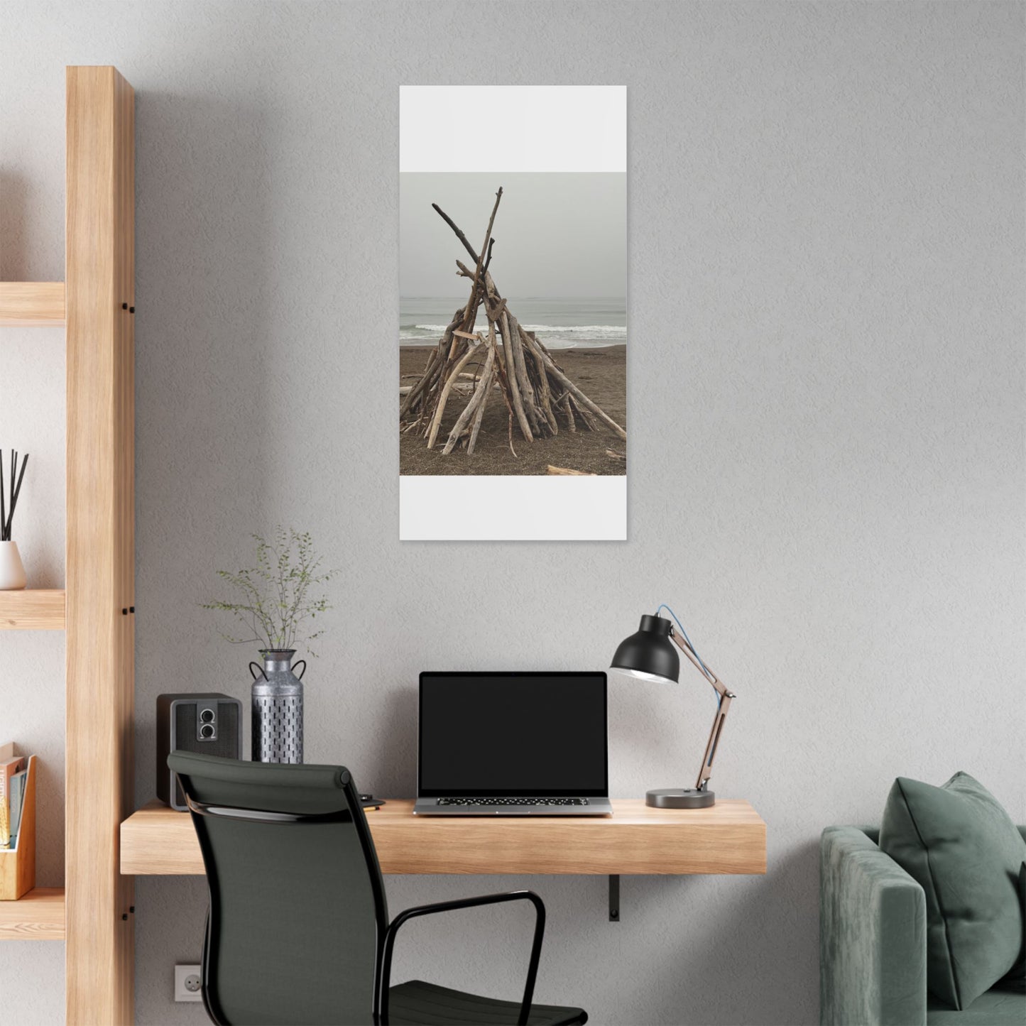 Driftwood Teepee Beach Driftwood Canvas
