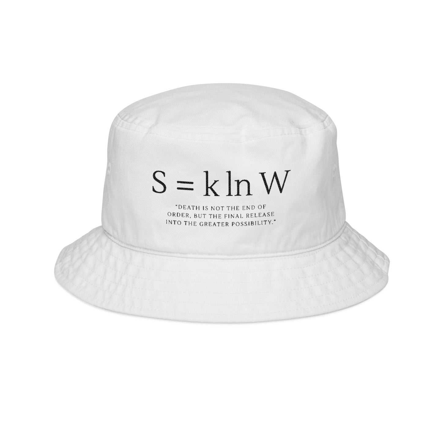 Embroidered 'S = k ln W' Bucket Hat — Thermodynamics Statistical Mechanics