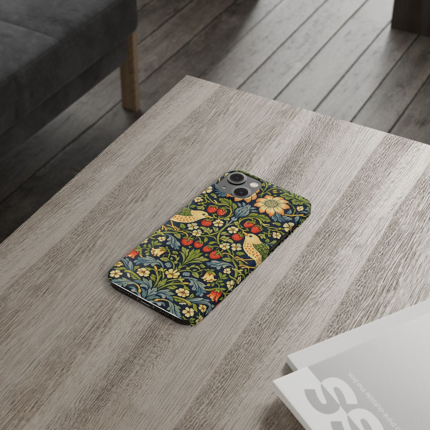 Slim Phone Case — Vintage William Morris Strawberry Thief Floral Pattern