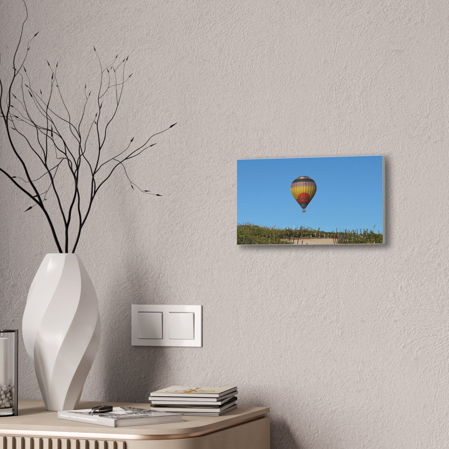Hot Air Balloon Over Vineyard Canvas