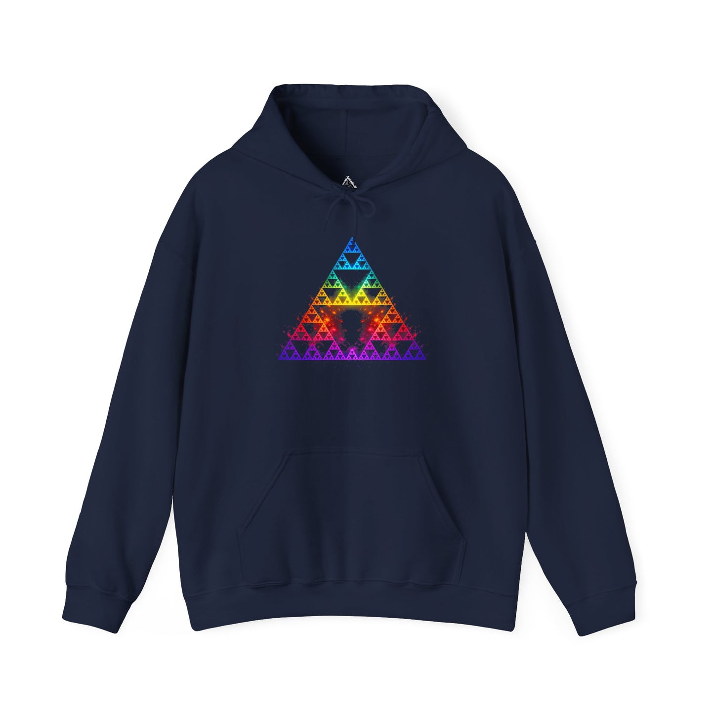 Sierpiński Fractal Hoodie — Rainbow Sacred Geometry Pullover