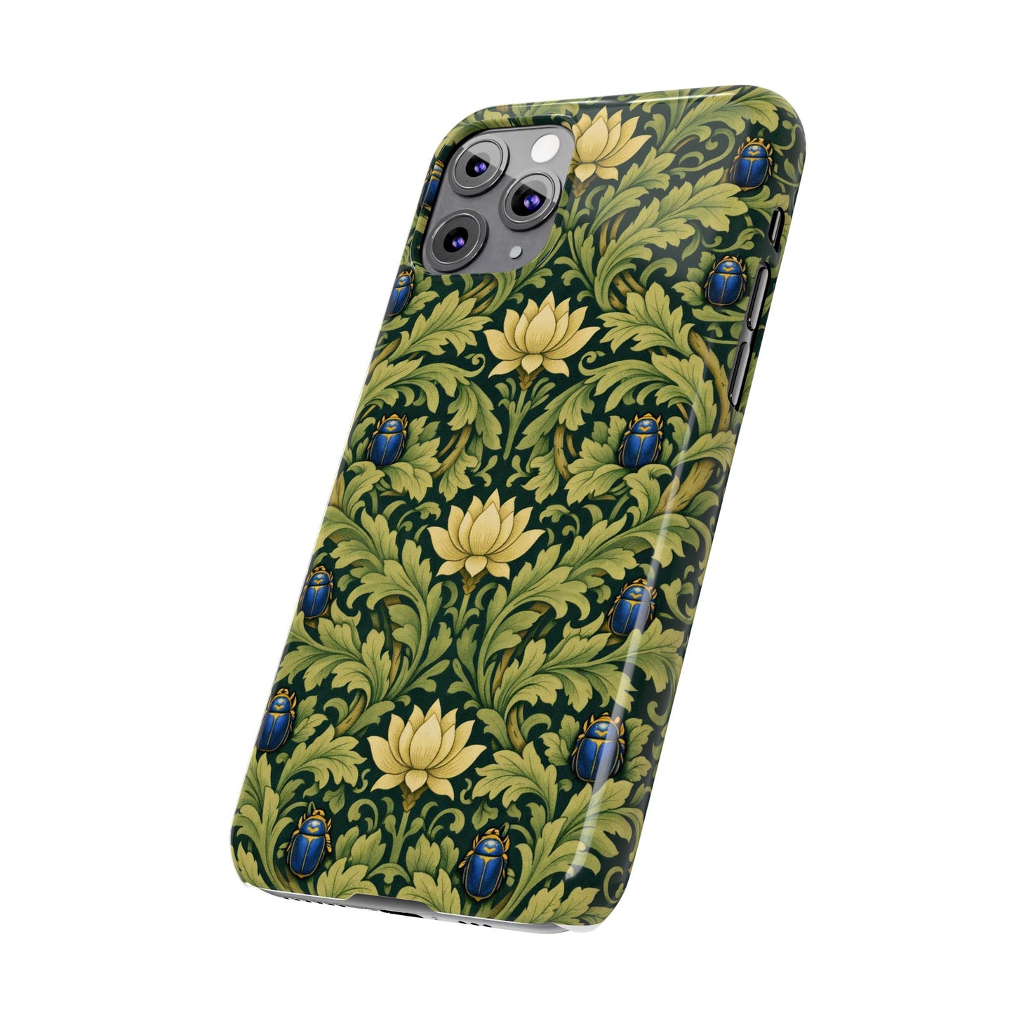 Vintage William Morris Green Lotus & Beetle Slim Phone Case