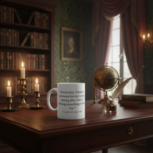 Dostoevsky Quote Mug | "The mystery of human existence" 11oz
