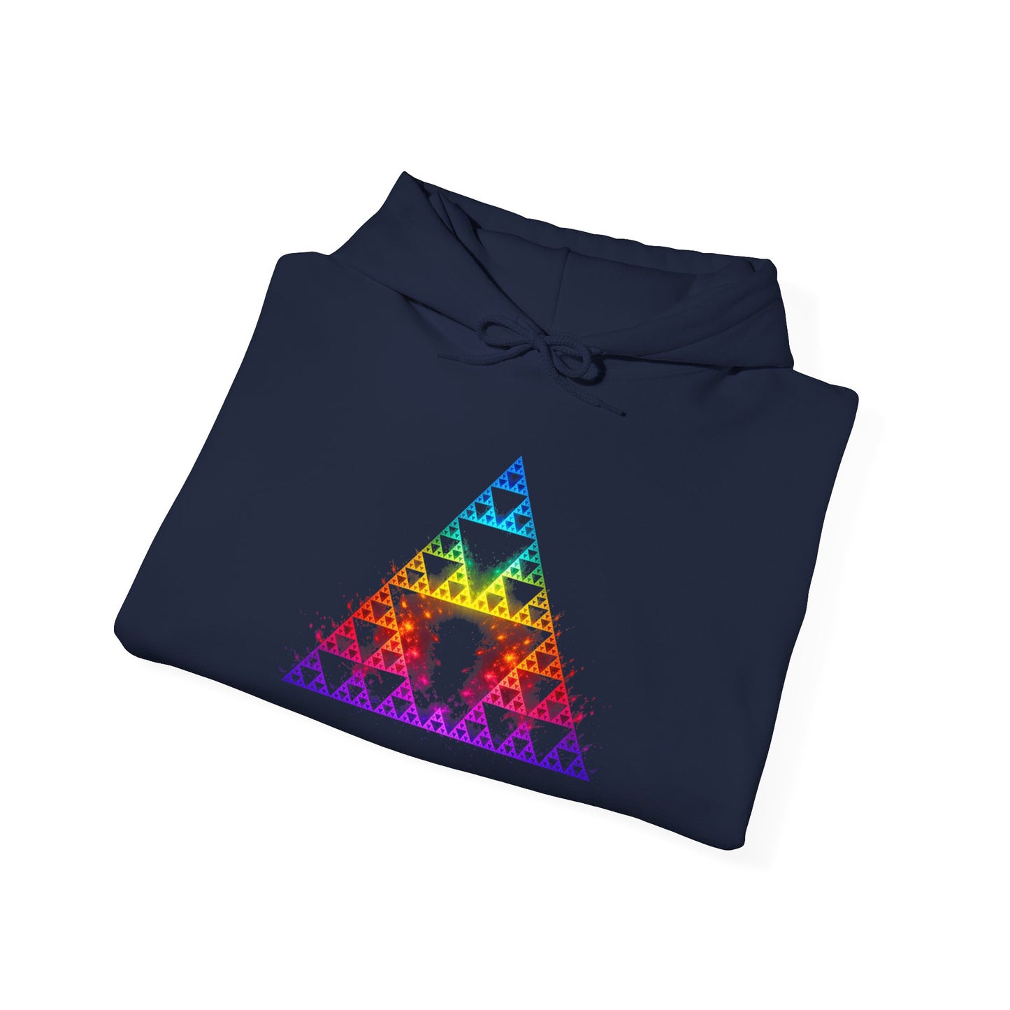 Sierpiński Fractal Hoodie — Rainbow Sacred Geometry Pullover