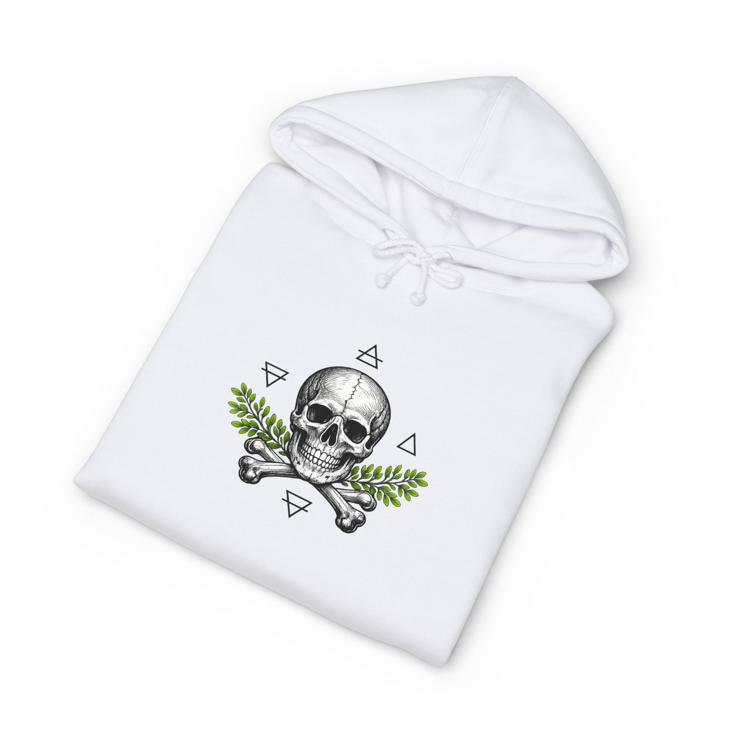 Skull & Acacia Sprig Hoodie — Gothic Skull Graphic Pullover