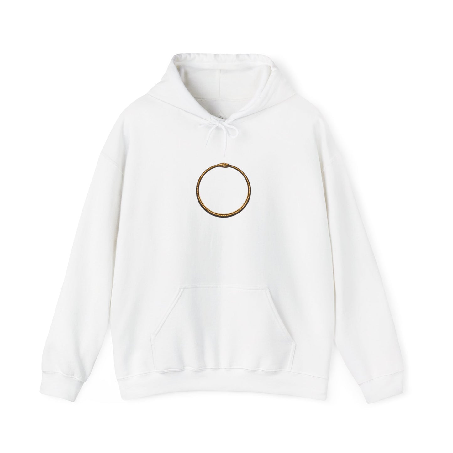 Hoodie with Minimal Bronze Ouroboros Graphic — Simple Circle Logo Pullover