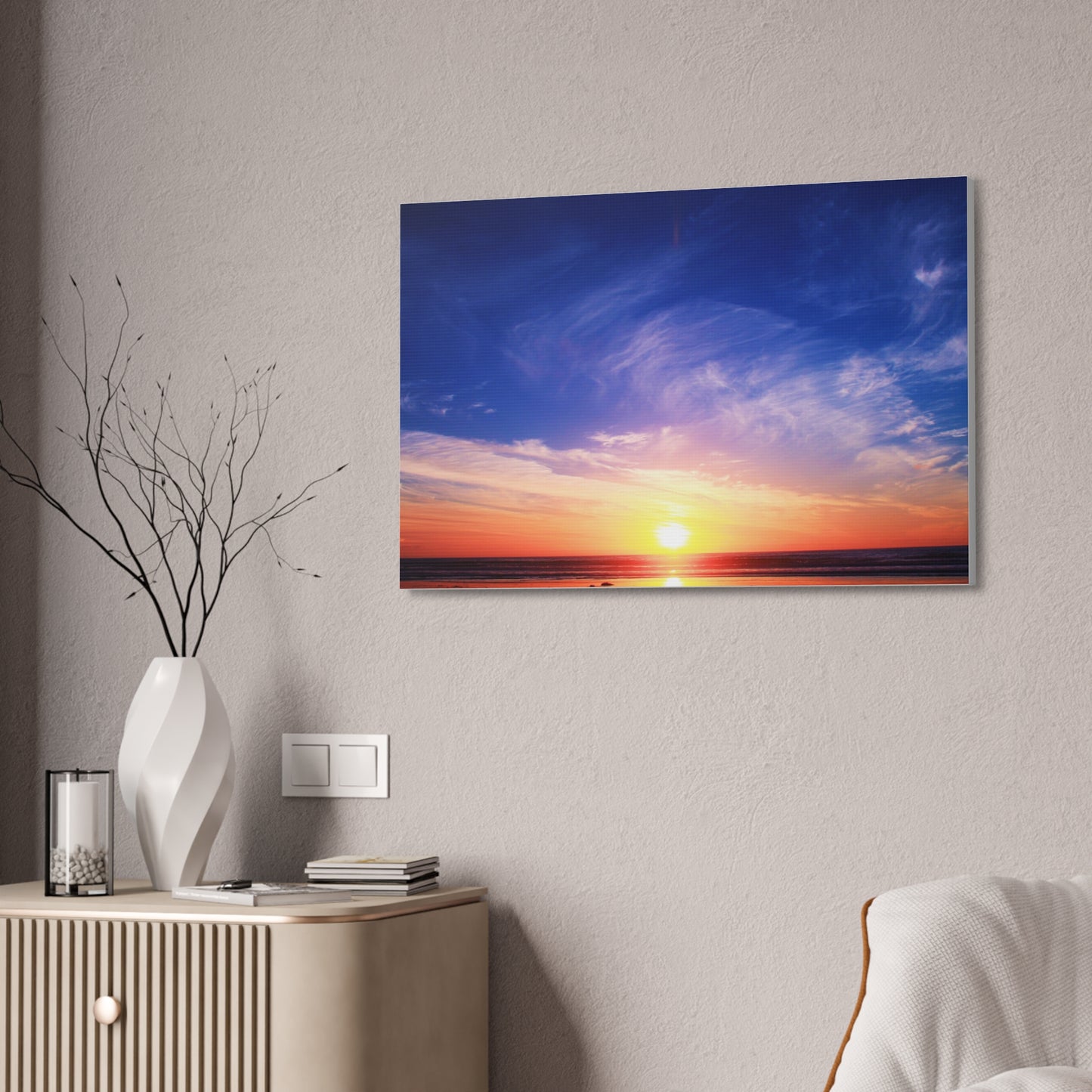 Sunset Ocean Horizon Canvas, Stretched 1.5"