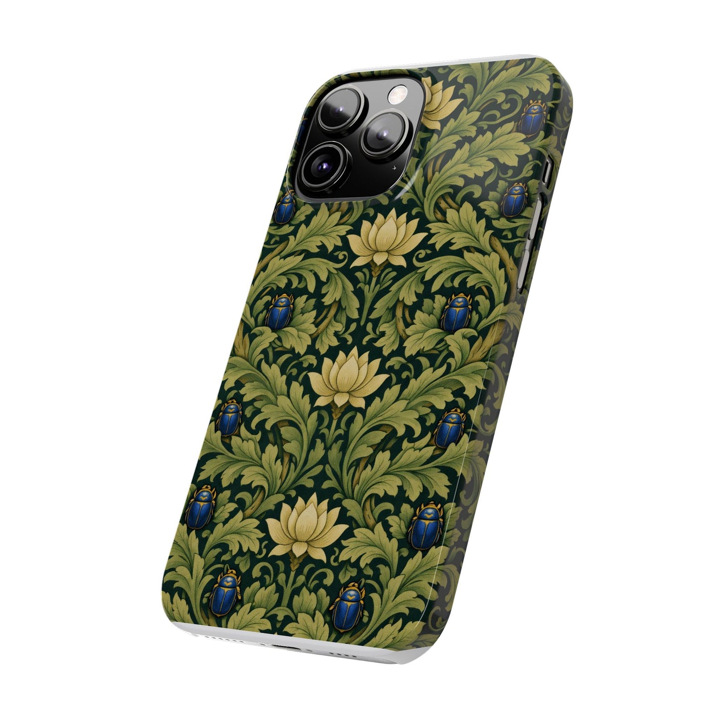 Vintage William Morris Green Lotus & Beetle Slim Phone Case
