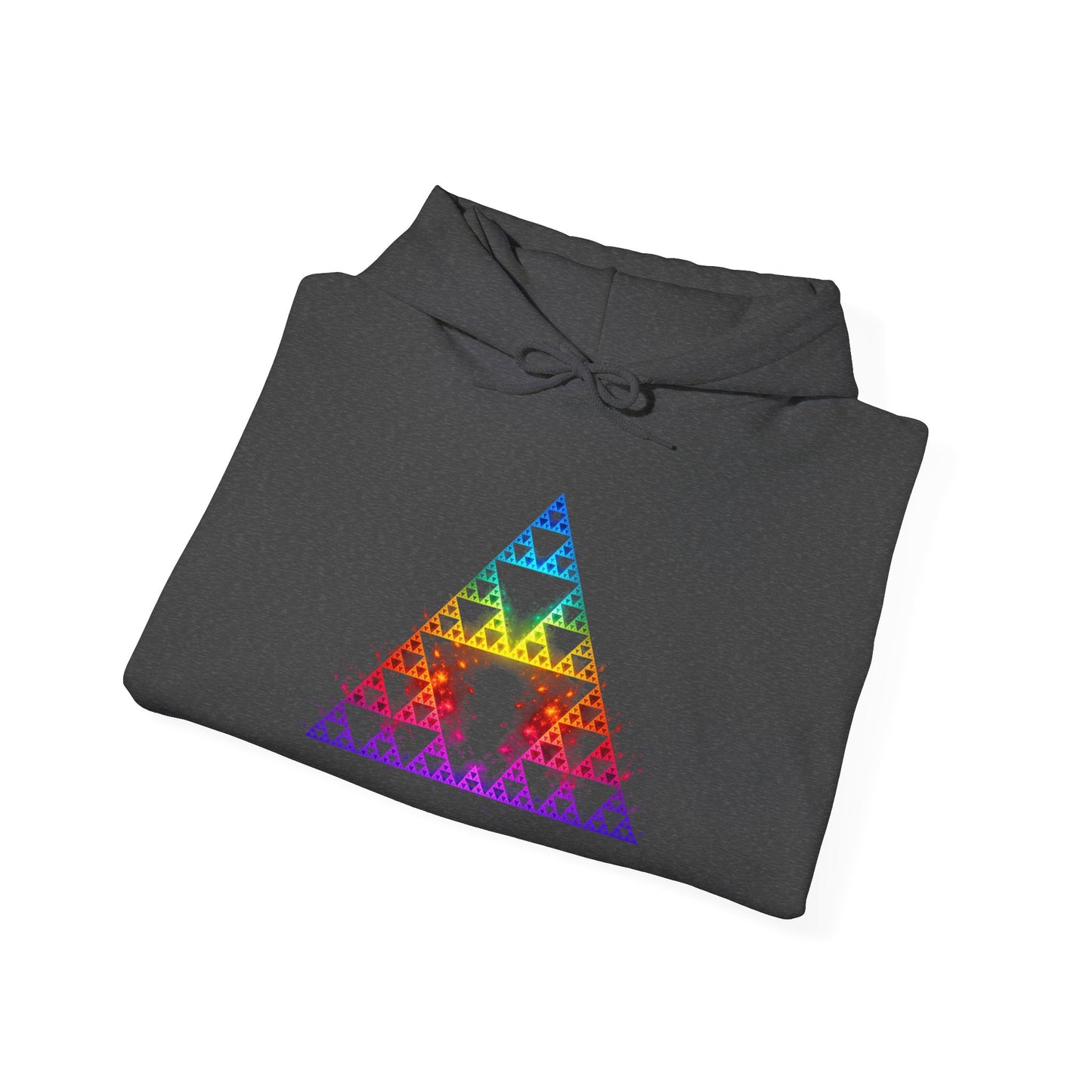 Sierpiński Fractal Hoodie — Rainbow Sacred Geometry Pullover