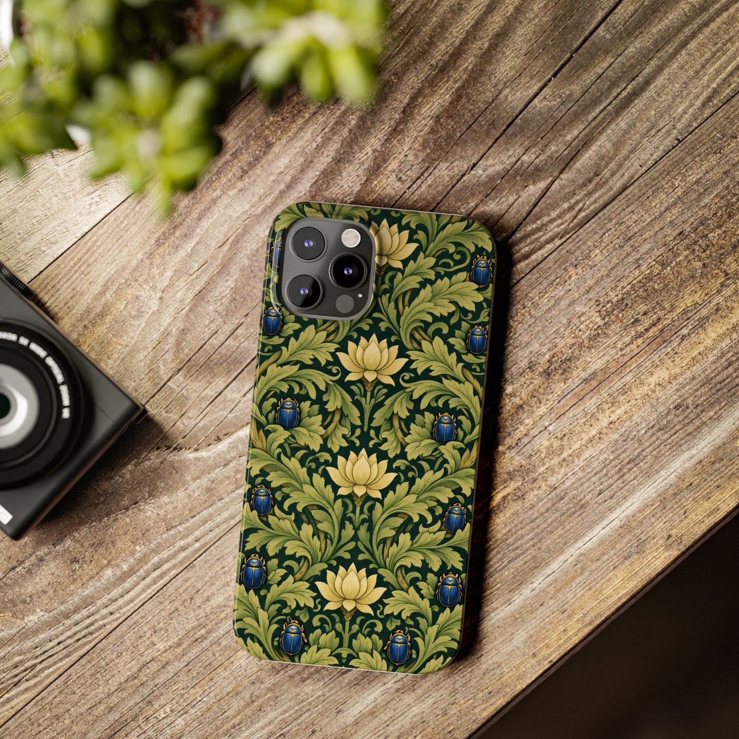 Vintage William Morris Green Lotus & Beetle Slim Phone Case