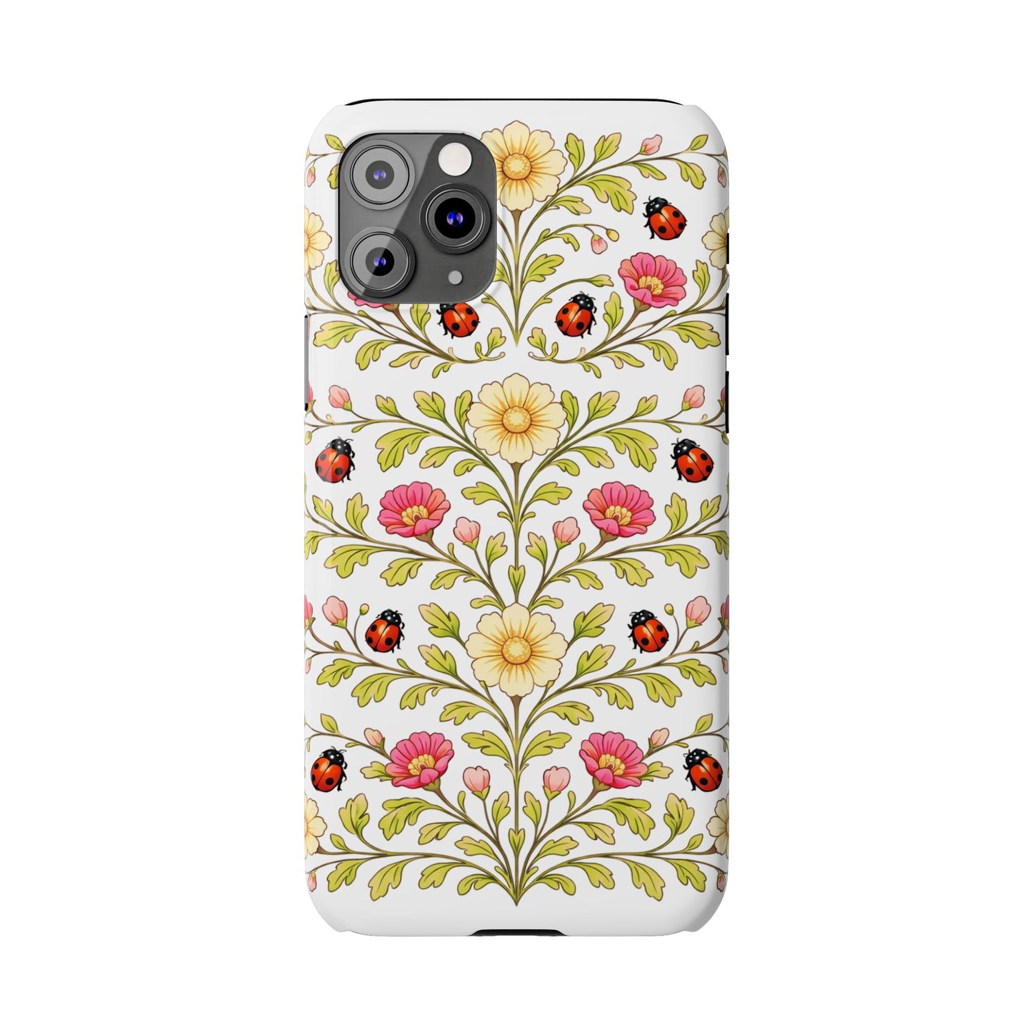 Floral Ladybug Slim Phone Case — Vintage Garden Pattern