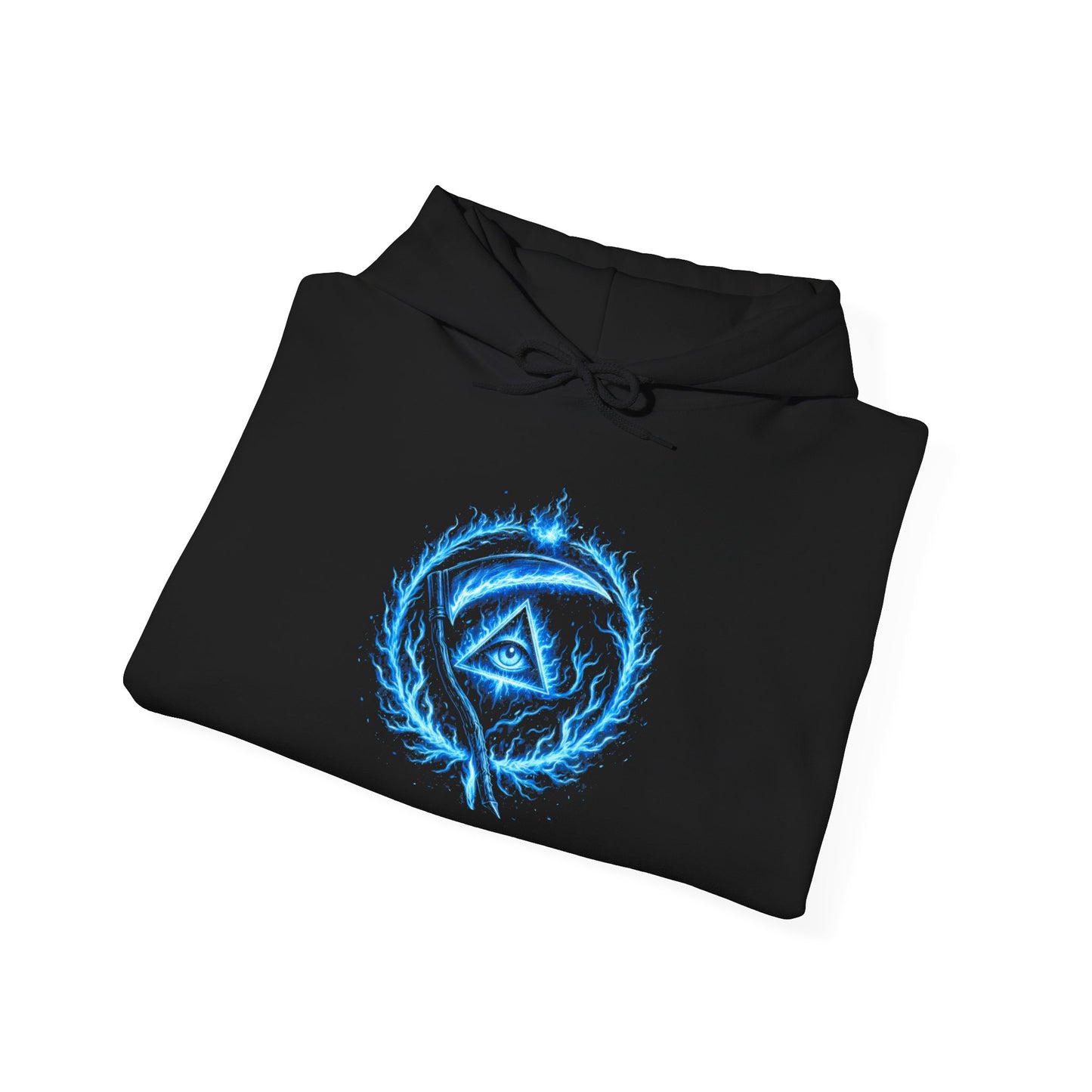 Blue Flame Ouroboros Hoodie – Mystic Eye Symbol Pullover