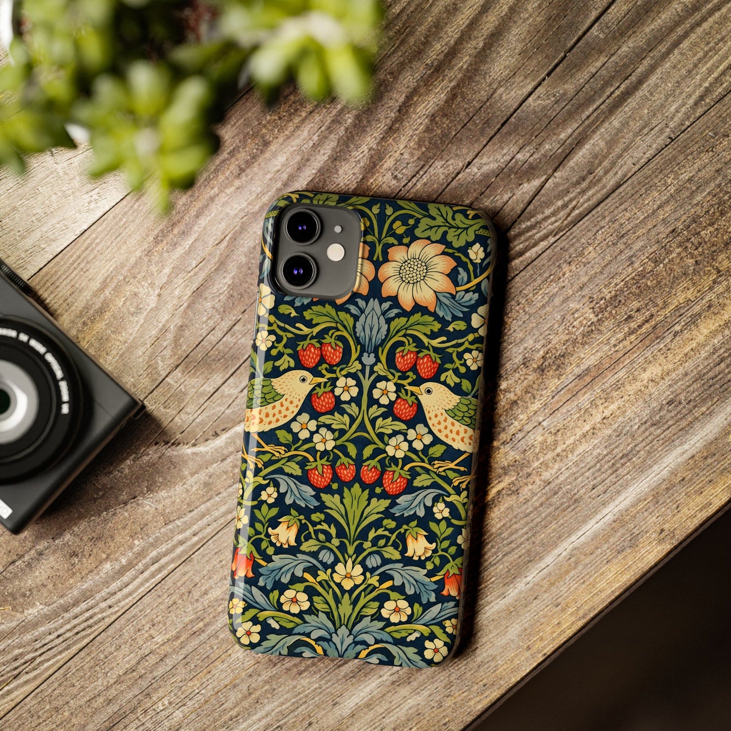 Slim Phone Case — Vintage William Morris Strawberry Thief Floral Pattern