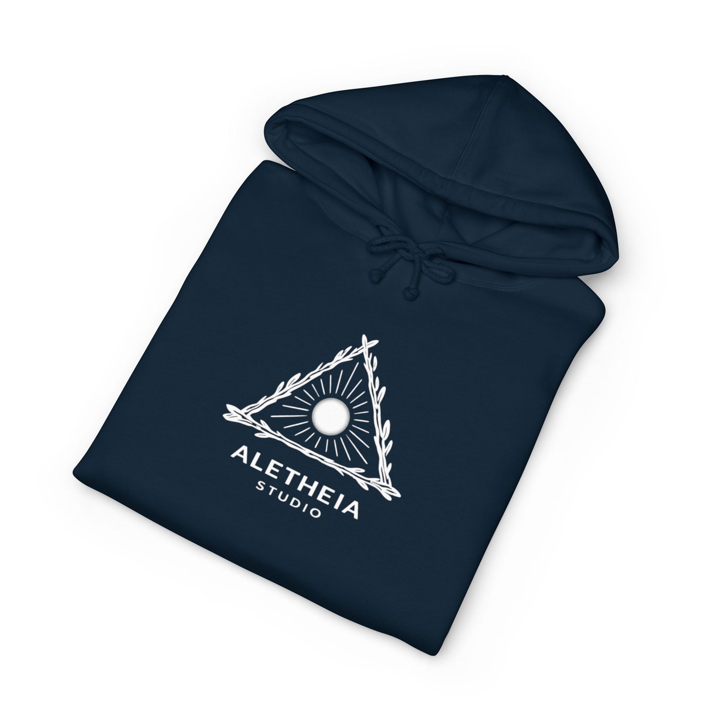 Minimalist Triangle Logo Hoodie — White Casual Streetwear