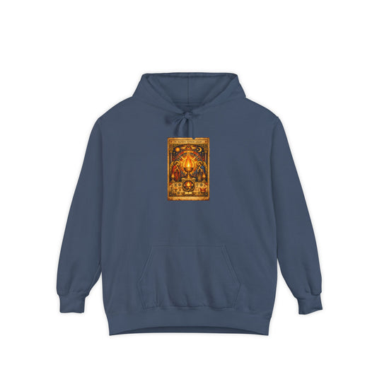 Tarot Sun Card Hoodie — Mystical Golden Tarot Graphic Hooded Sweatshirt
