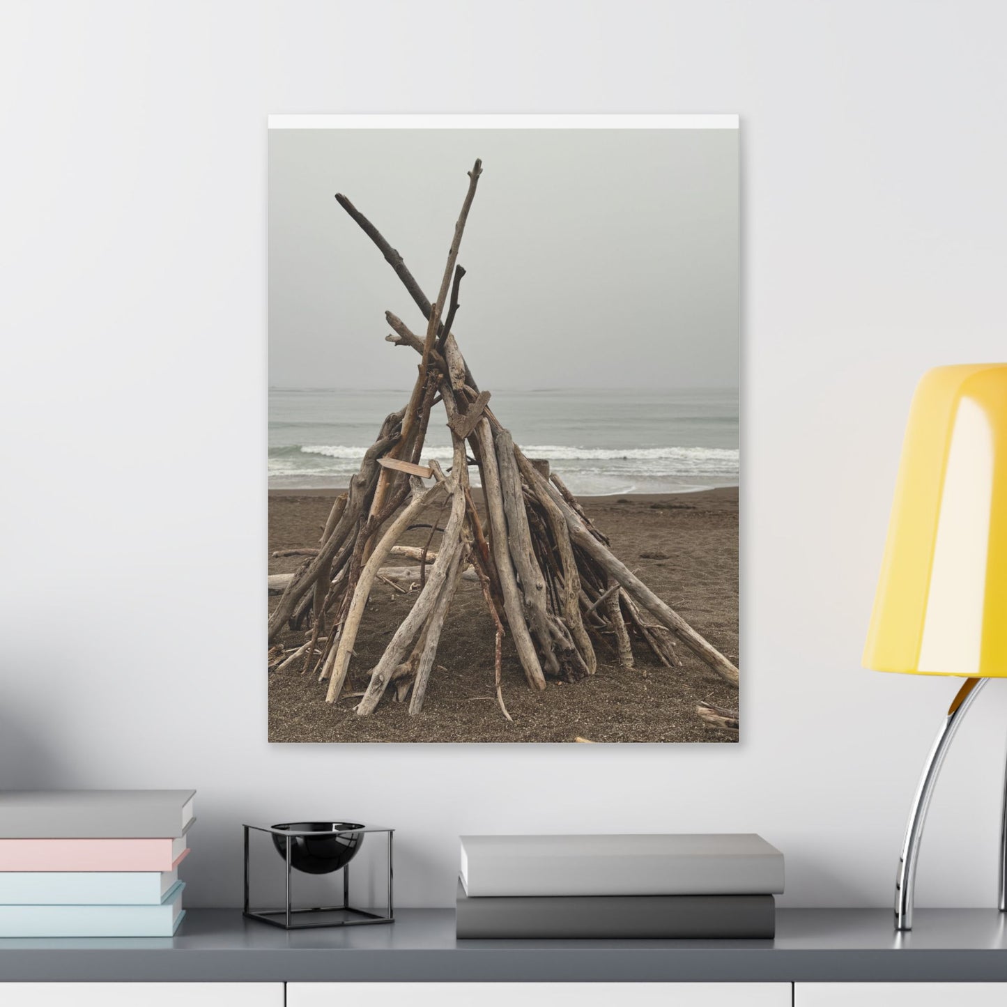 Driftwood Teepee Beach Driftwood Canvas