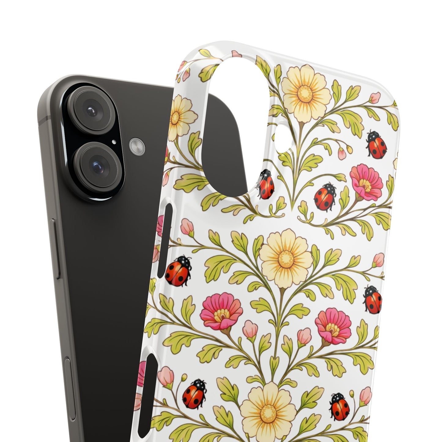Floral Ladybug Slim Phone Case — Vintage Garden Pattern