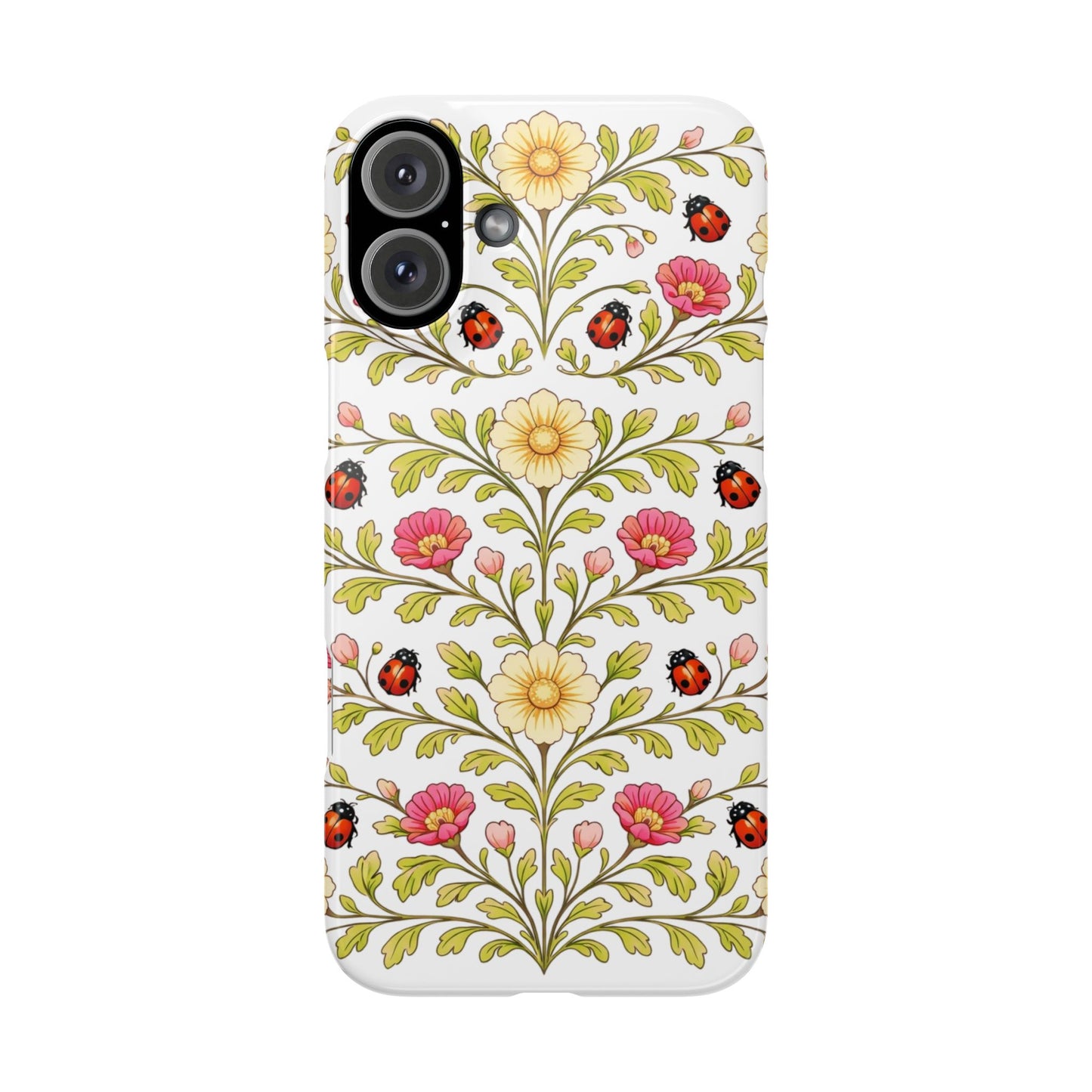 Floral Ladybug Slim Phone Case — Vintage Garden Pattern