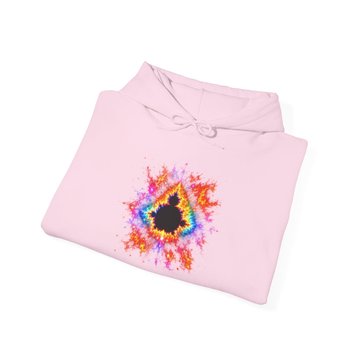 Mandelbrot Nebula Hoodie — Rainbow Fractal Explosion Pullover