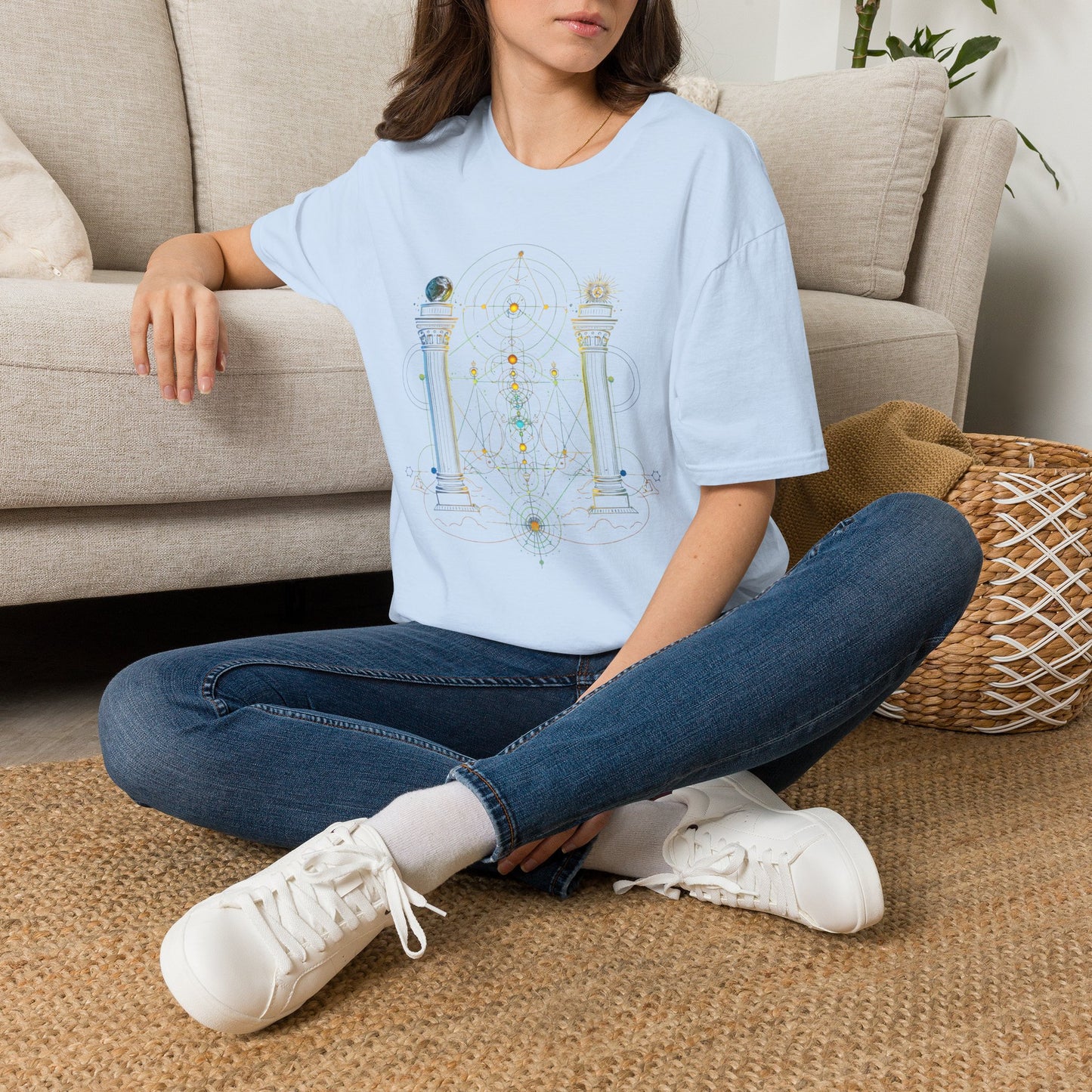 Mystic Pillars Geometry T-Shirt — Celestial Alchemy Graphic Tee